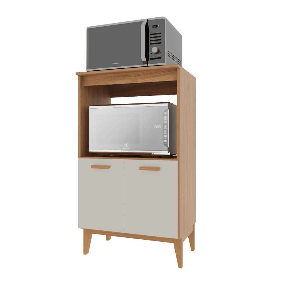 Balcão De Cozinha Modulado Para Forno E Microondas Fidelitá Atenas 65cm 2 Portas Freijó/off-white - 5