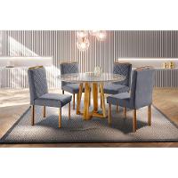 Conjunto Cristal Mesa 1,2m 4 Cadeiras Maciça Móveis Mundial Mel/off-white/cinza Profundo - 2