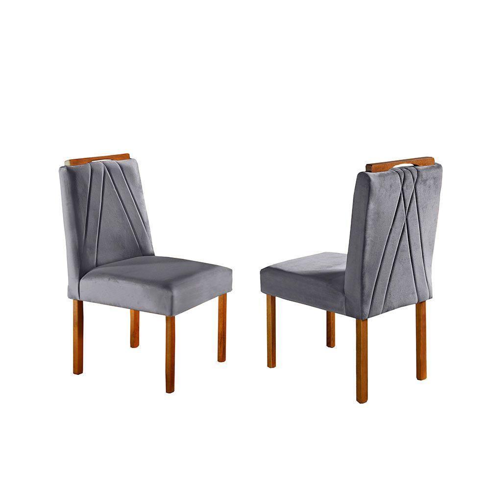 Conjunto Natalle Mesa 1m E 4 Cadeiras Maciça Móveis Mundial Mel/off-white/cinza Profundo - 3