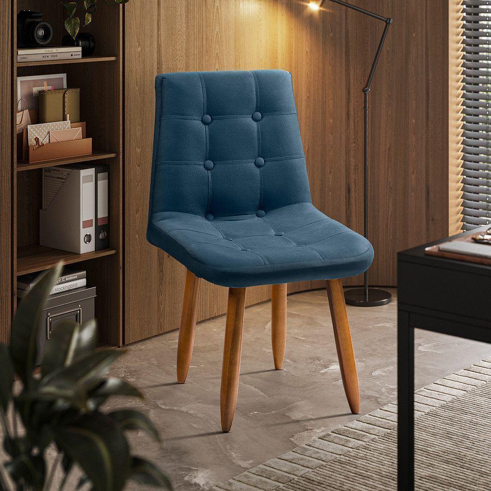 Cadeira Poltrona Jade Sala Estar Penteadeira Veludo Azul - 5