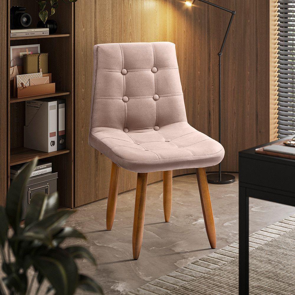 Cadeira Poltrona Jade Sala Estar Penteadeira Veludo Rose - 5