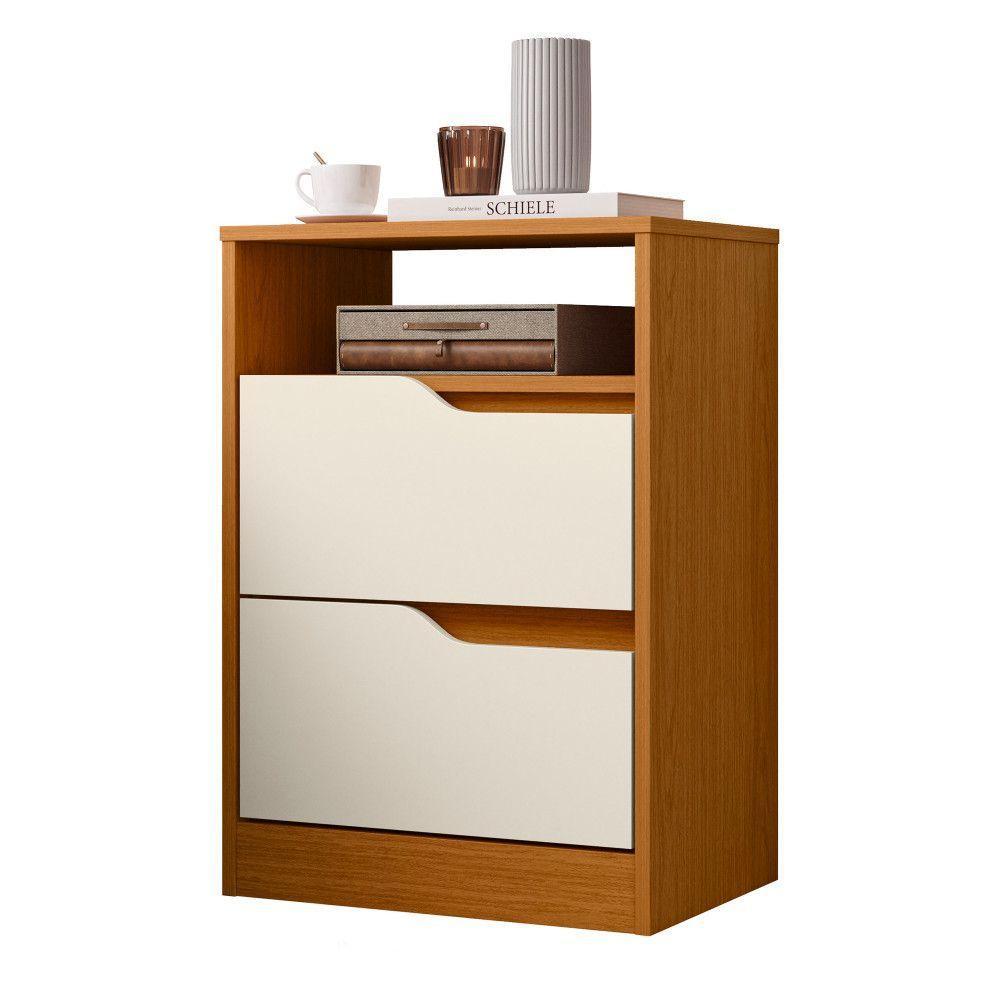Mesa De Cabeceira Sole 2 Gavetas Flex Cinamomo/off White - 1