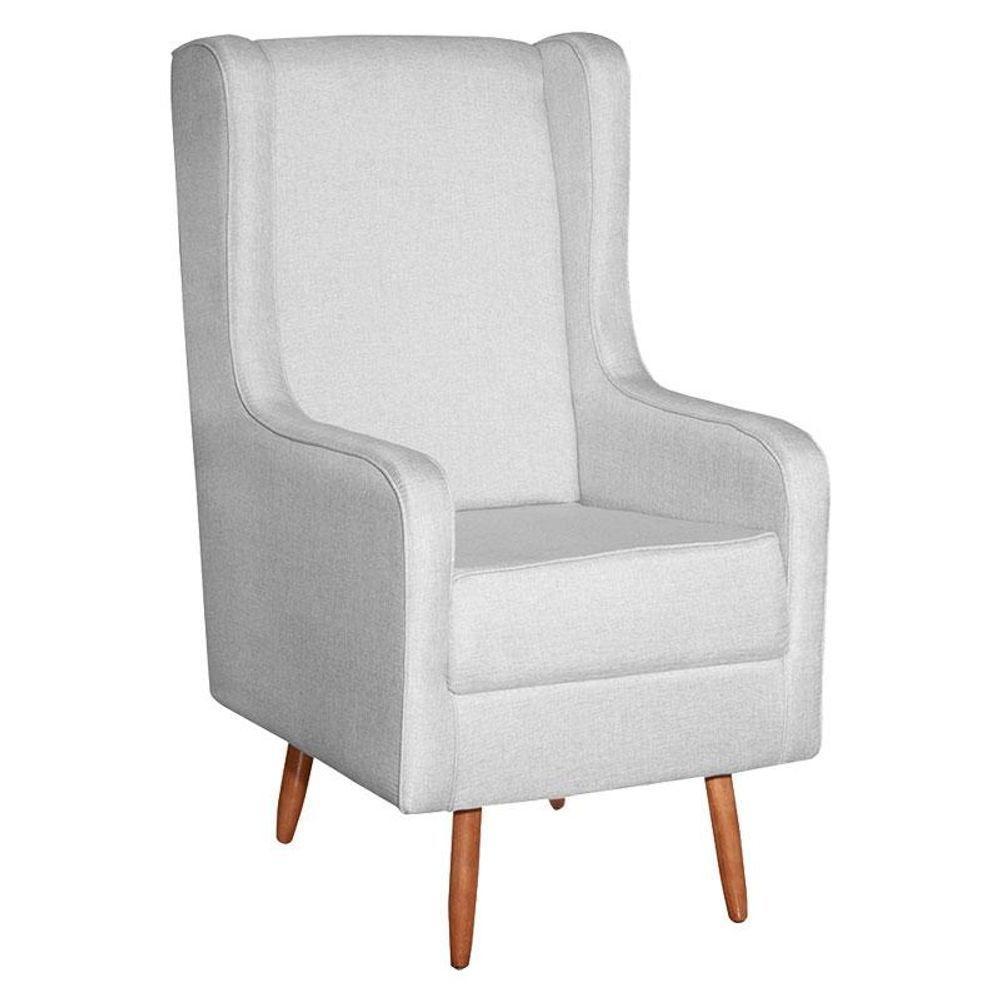 Poltrona Amamentação Ambiente Aquila Com Puff Linho Cinza Pés Palito - Fratello - 7