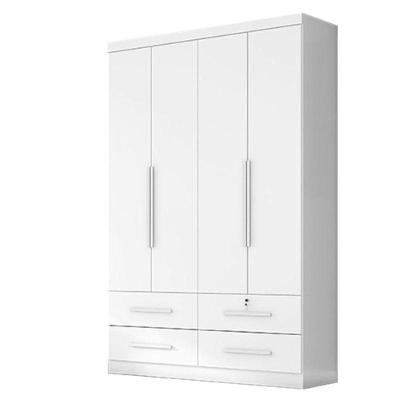 Guarda Roupa Solteiro Maximus Plus 4 Portas 4 Gavetas Branco MDP Zanzini Móveis