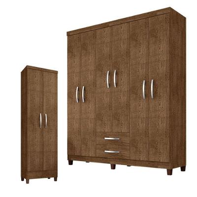 Guarda Roupa Casal Módena 6 Portas de Bater 2 Gavetas Malbec MDP
