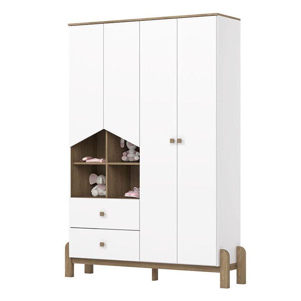 Guarda Roupa Infantil Ambiente Ternura 4 Portas Branco Jequitibá Hp - Henn - 6