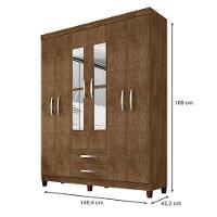 Guarda Roupa Casal Modena Com Espelho 6 Portas E Multiuso Recife Malbec - Incorplac - 3