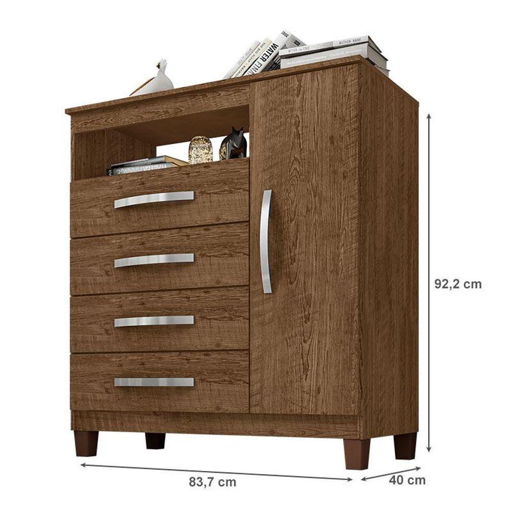 Guarda Roupa Casal Modena Com Espelho 6 Portas Cômoda Sapateira Cannes E Armário Multiuso Recife Malbec - Incorplac - 5