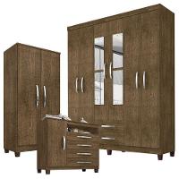 Guarda Roupa Casal Modena Com Espelho 6 Portas Cômoda Sapateira Cannes E Armário Multiuso Recife Malbec - Incorplac - 1