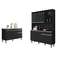Balcão De Pia Tatiane 120 Cm E Armário Cozinha Kit Alice Ambiente Preto Fosco - Ajl - 5