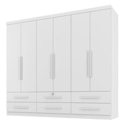Guarda Roupa Casal Maximus Plus 6 Portas de Bater 6 Gavetas Branco MDP Zanzini Móveis