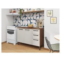 Balcão De Pia Ambiente Mad Versalhes 120 Cm Com Tampo Nogueira Off White - Kits Paraná - 1