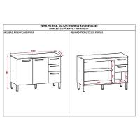 Balcão De Pia Ambiente Mad Versalhes 120 Cm Com Tampo Nogueira Off White - Kits Paraná - 2