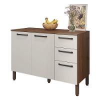 Balcão De Pia Ambiente Mad Versalhes 120 Cm Com Tampo Nogueira Off White - Kits Paraná - 4