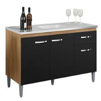 Balcão De Pia Gabriela 120 Cm Amendoa Preto - Ajl - 1