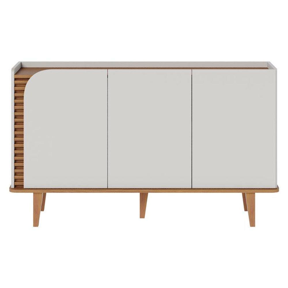 Cristaleira E Aparador Buffet Para Sala Jurerê Off White Matte Freijó - Colibri - 1