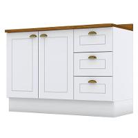 Balcão De Cozinha 120 Cm Americana Branco Com Tampo Nature - Henn - 1