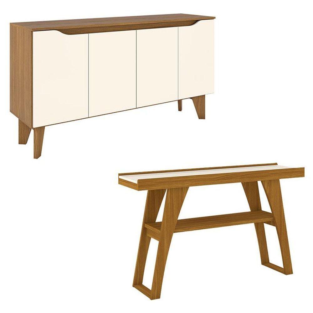 Buffet Quartzo E Aparador Menphis Off White Nature - Henn - 1