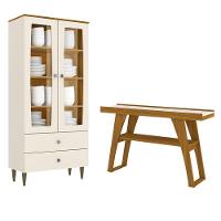 Cristaleira Liz E Aparador Menphis Off White Nature - Henn - 1