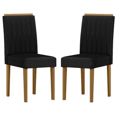 Cadeira Para Mesa De Jantar Ana Kit 2 Peças Ype Veludo Preto - New Ceval