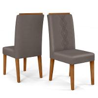 Cadeira Para Mesa De Jantar Yasmin Kit 2 Peças Freijó Veludo Lunar - Dj Móveis - 1