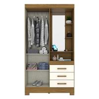 Guarda Roupa Solteiro B64 Nature Off White Com Espelho - Briz Móveis - 3