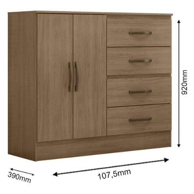 Guarda Roupa Casal Capela E Cômoda 4 Gavetas 2 Portas Lite Carvalho Oak - Móveis Leão