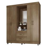 Guarda Roupa Casal Capela E Cômoda 4 Gavetas 2 Portas Lite Carvalho Oak - Móveis Leão - 6