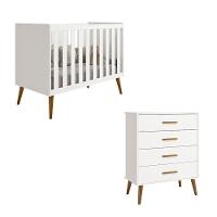 Berço Americano E Cômoda Gaveteiro Infantil Isis Branco Acetinado - Reller - 1