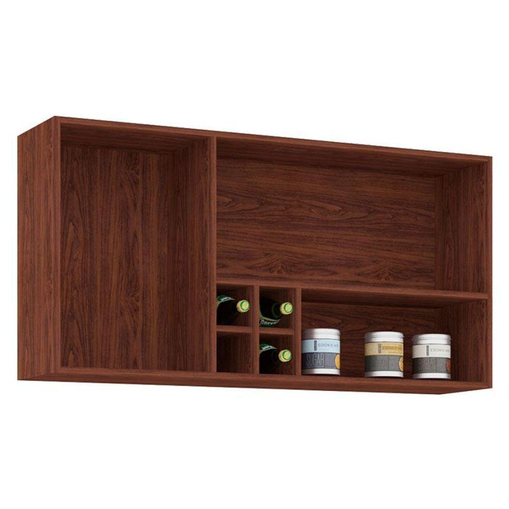 Armário Aéreo Ametista 3 Portas E 4 Garrafas 120 Cm Nogueira Off White - Kits Paraná - 3