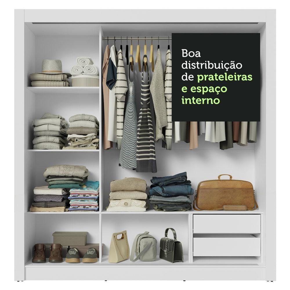 Guarda-roupa Casal 3 Portas Correr 2 Gavetas Branco Sublime - 3