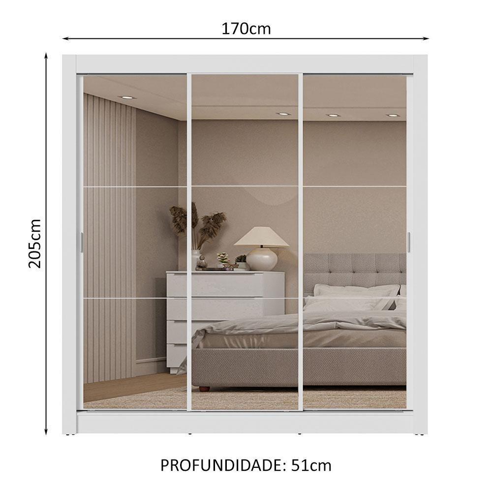 Guarda-roupa Casal 3 Portas Correr 2 Gavetas Branco Sublime - 8