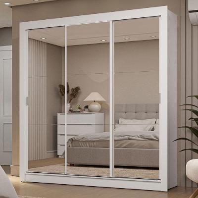 Guarda-roupa Casal 3 Portas Correr 2 Gavetas Branco Sublime