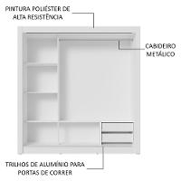 Guarda-roupa Casal 3 Portas Correr 2 Gavetas Branco Sublime - 5