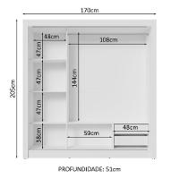 Guarda-roupa Casal 3 Portas Correr 2 Gavetas Branco Sublime - 7
