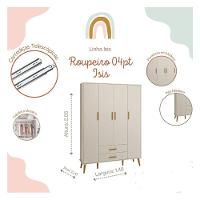 Quarto De Bebê Isis 4 Portas Com Gaveteiro Areia Acetinado - Reller - 5