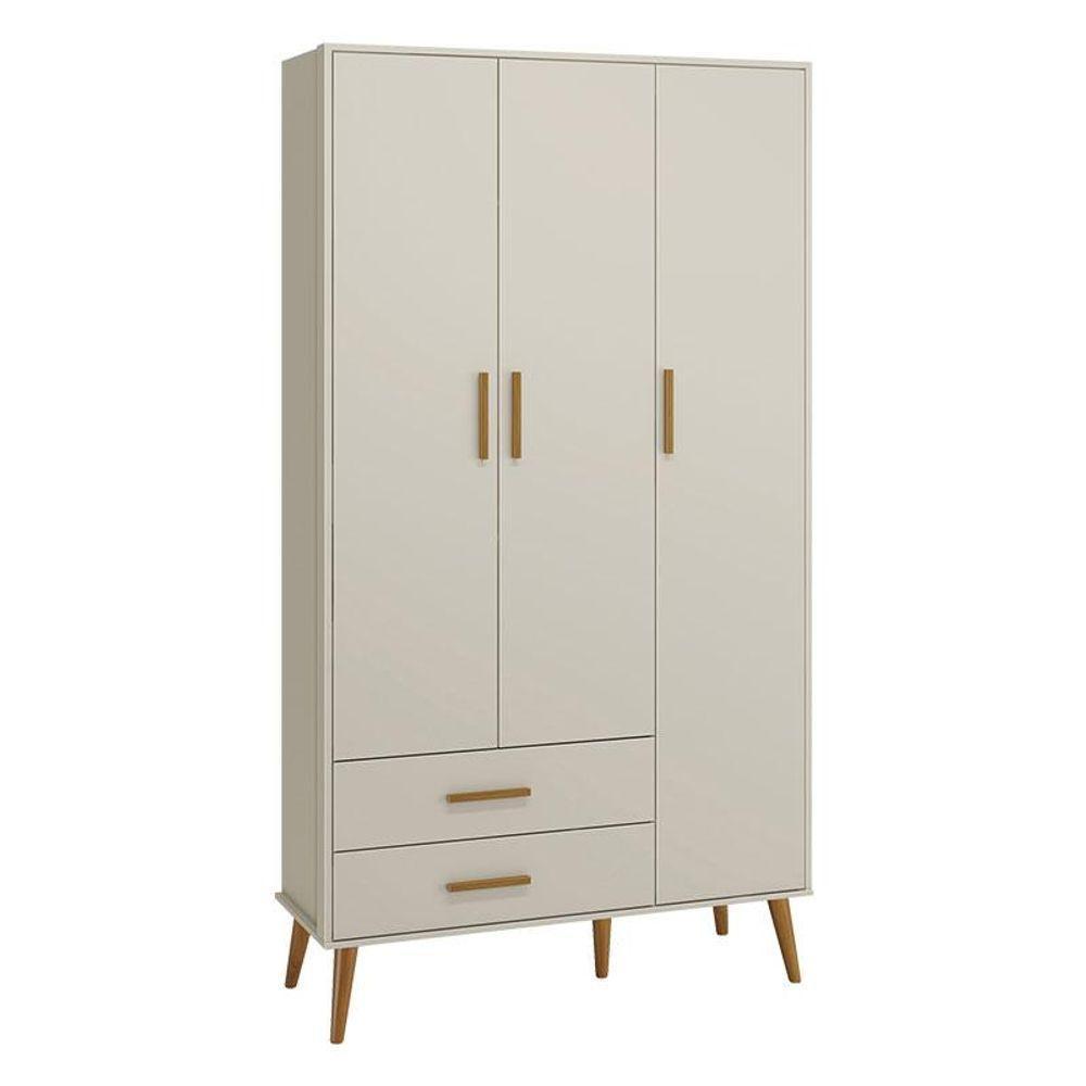 Quarto De Bebê Isis 3 Portas Com Gaveteiro Areia Acetinado - Reller - 3