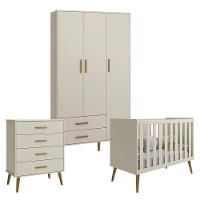 Quarto De Bebê Isis 3 Portas Com Gaveteiro Areia Acetinado - Reller - 1