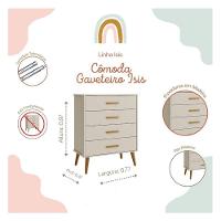 Quarto De Bebê Isis 3 Portas Com Gaveteiro Areia Acetinado - Reller