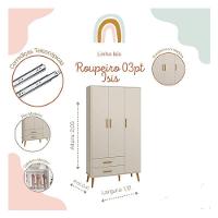 Quarto De Bebê Isis 3 Portas Com Gaveteiro Areia Acetinado - Reller - 5
