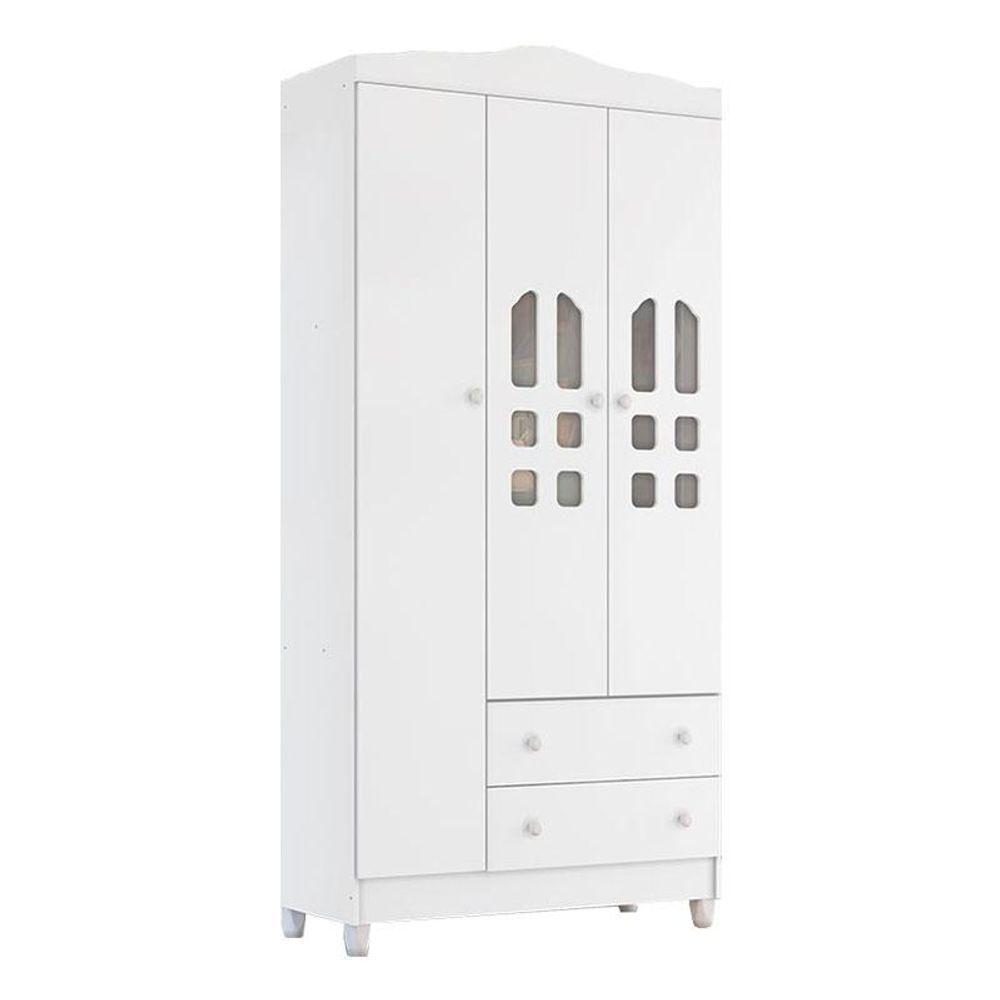 Quarto De Bebê New Selena 3 Portas Com Cômoda Gran Selena E Berço Mirelle Branco Brilho - 2