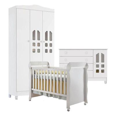 Quarto de Bebê New Selena 3 Portas com 6 Gavetas em MDF e MDP Branco Carolina Baby