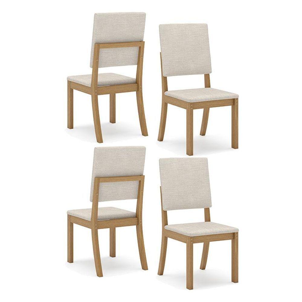 Cadeira Para Mesa De Jantar Milla Kit 4 Peças Nature Linho - Henn - 1