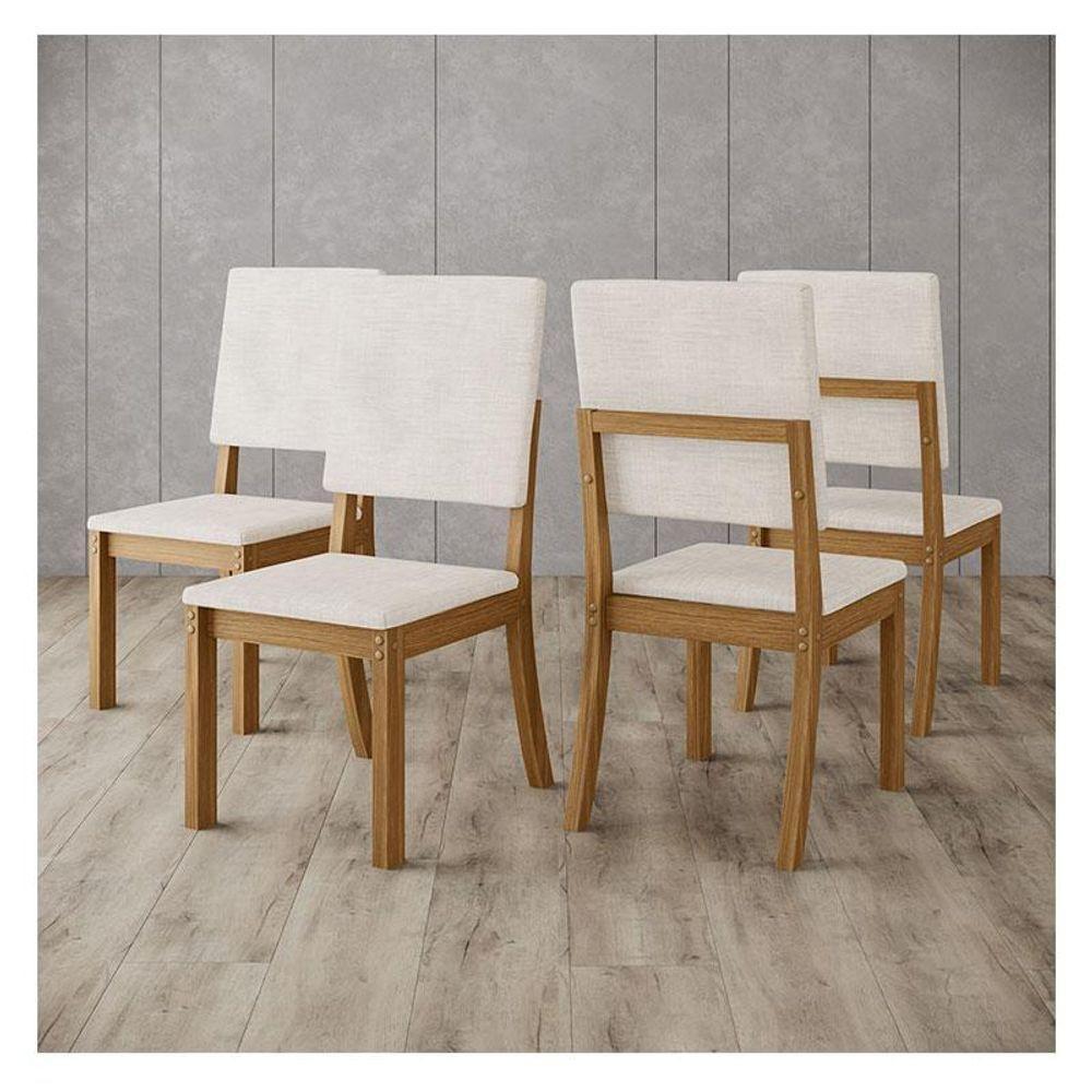 Cadeira Para Mesa De Jantar Milla Kit 4 Peças Nature Linho - Henn - 3