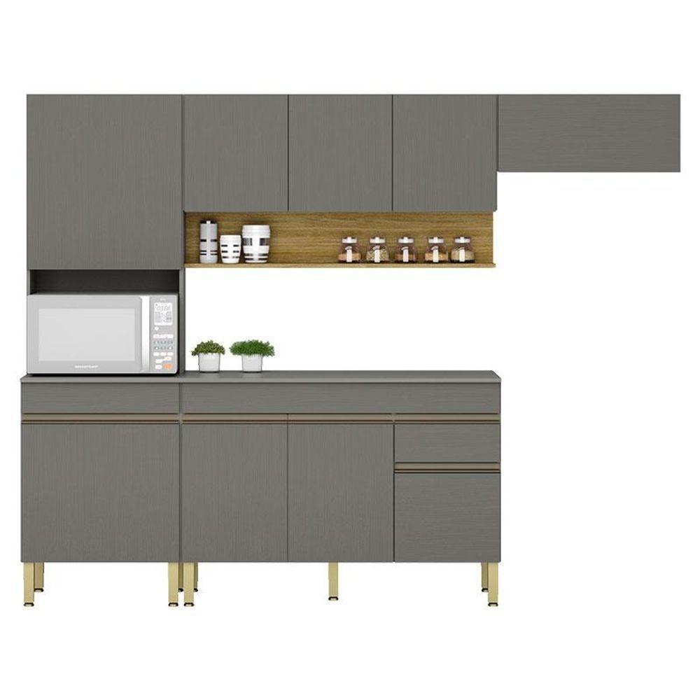 Cozinha Modulada Ambiente Line Composição 8 Gris Freijó - Kits Paraná - 3