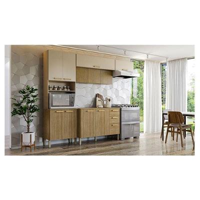 Kit Cozinha Ambiente Urbane Com Balcão E Tampo Freijó Vanilla Ripado - Kits Paraná