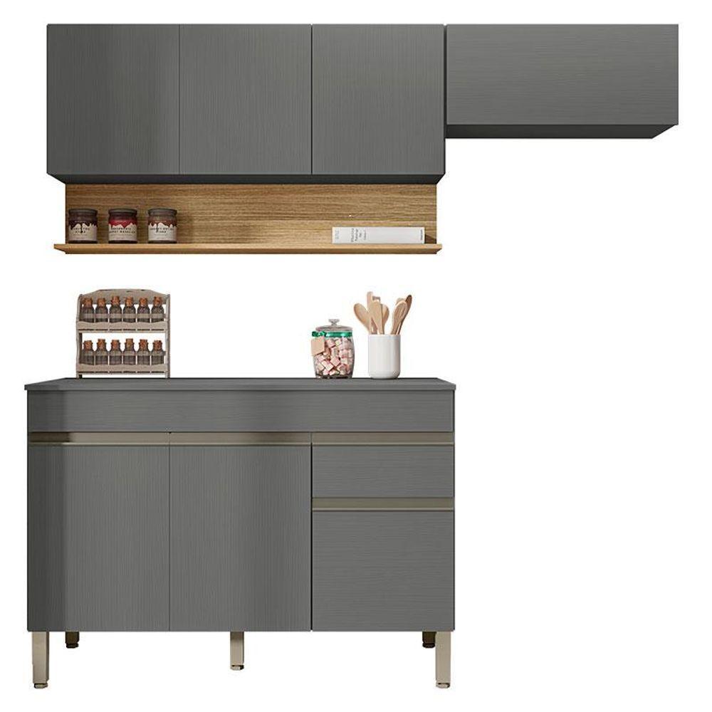 Cozinha Modulada Ambiente Line Composição 5 Gris Freijó - Kits Paraná - 3