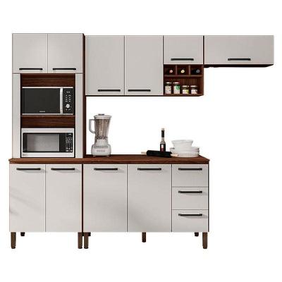 Cozinha Modulada Ametista Composição 5 Nogueira Off White - Kits Paraná