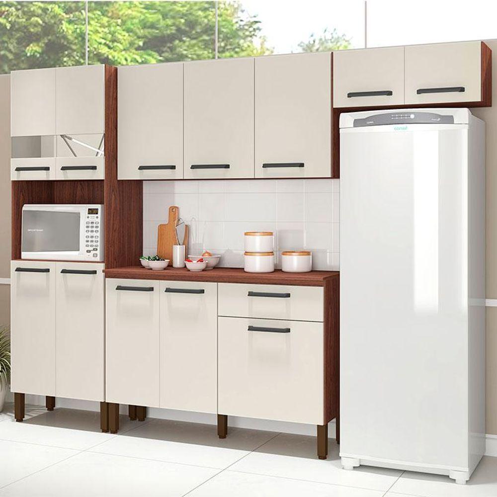 Kit Cozinha Ambiente Versalhes 4 Peças Nogueira Off White - Kits Paraná - 1