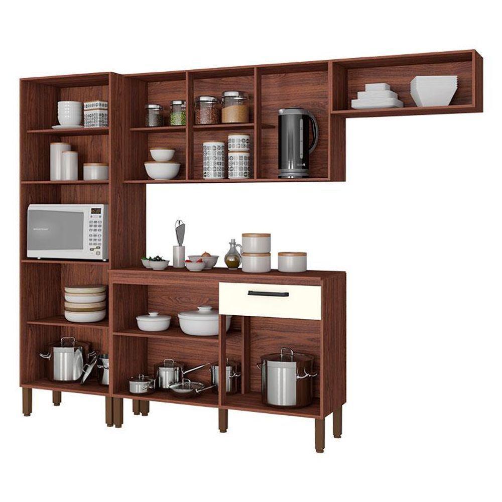 Kit Cozinha Ambiente Versalhes 4 Peças Nogueira Off White - Kits Paraná - 2